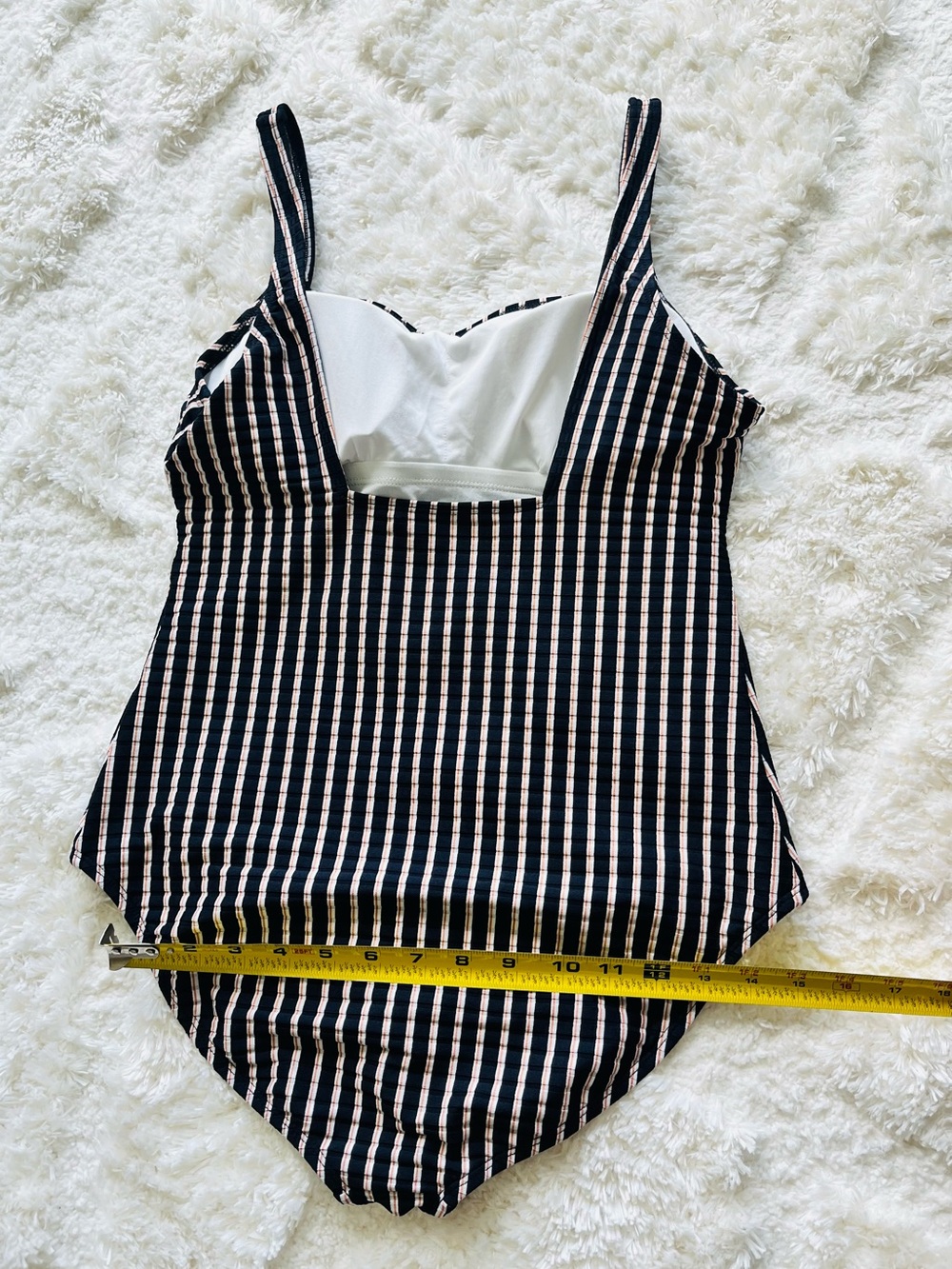Shade & Shore Striped Ribbed Full Coverage One Piece Swimsuit Size M - Picture 12 of 12